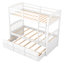 Lit superposé simple au-dessus d'un lit simple en bois avec lit gigogne et tiroirs, blanc