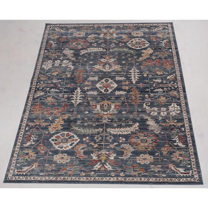 Oriental Machine-Made Blue Area Rug, Rectangle 5'3" x 8'
