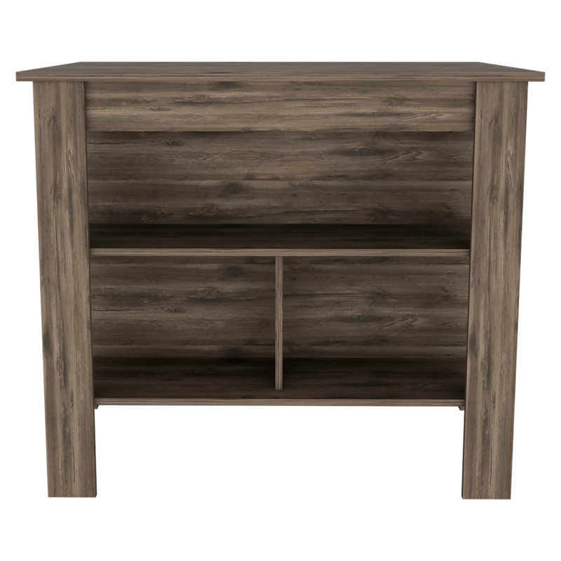 Cala Kitchen Island, Four Legs, Three Shelves  -Dark Brown, Dark Brown
