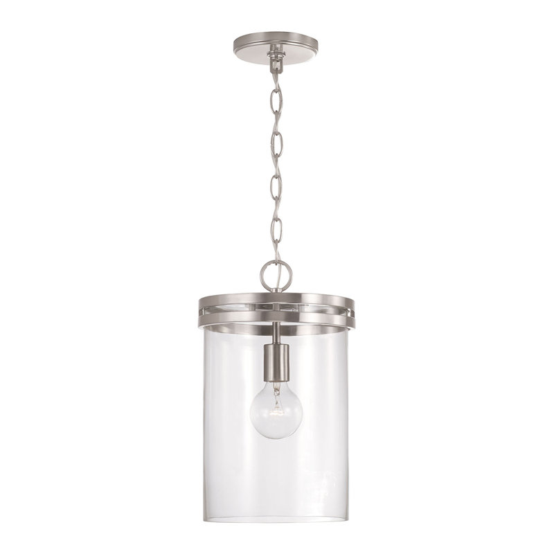 Luminaire suspendu cylindrique à 1 lumière Hippe, Brossé / nickel satiné