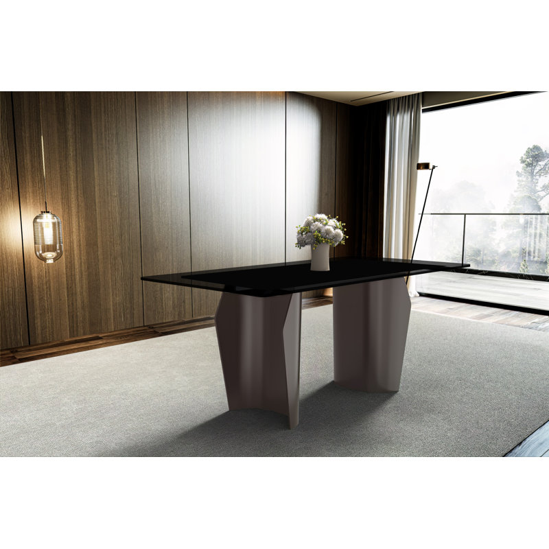 Table de salle à manger rectangulaire moderne pour 4 à 8 personnes Ilijana, H 29,52 po x L 55,11 po x l 31,49 po, Gris clair