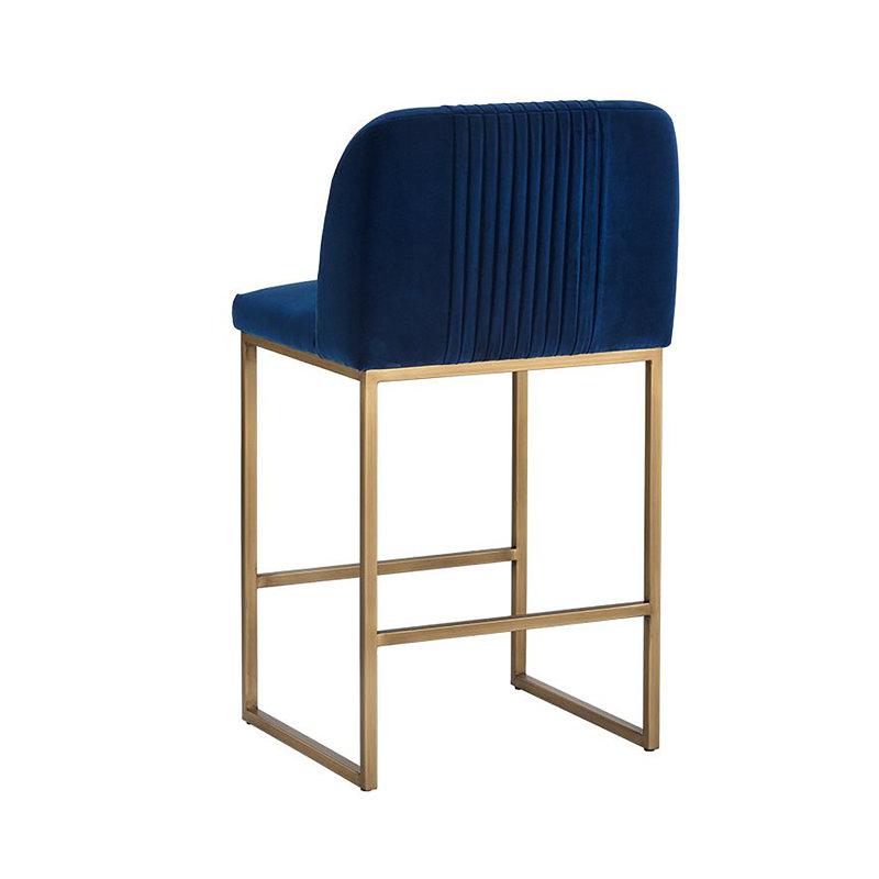 Nevin Upholstered Stool with Metal Frame, Navy Blue, Counter Stool (26" Seat Height)