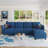 Zendajas 112" Curved Arm Convertibility 4 Seater Sofa Chaise Storage ottoman-760741522