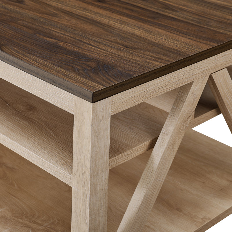 Emmie Coffee Table, Dark Walnut Top/White Oak Base