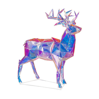 LED Iridescent Reindeer PVC Garden Statue, 28"H