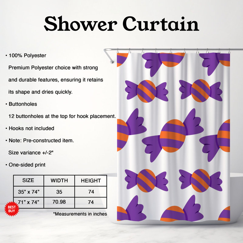 Rideau de douche standard 1 pièce Spooky Delight, H 74 po x l 71 po