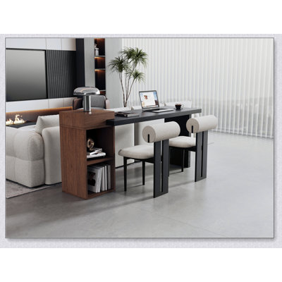 Modern Wood Grain Sofa Side Table - MDF Multipurpose Entryway Console Table With 2-Tier Open Storage Shelves For Living Room, Hallway, Bedroom