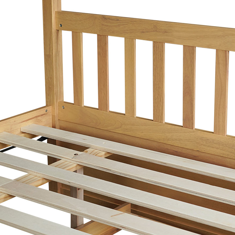 Sotion Kids Bunk Bed with Trundle, Full Over Full, Natural