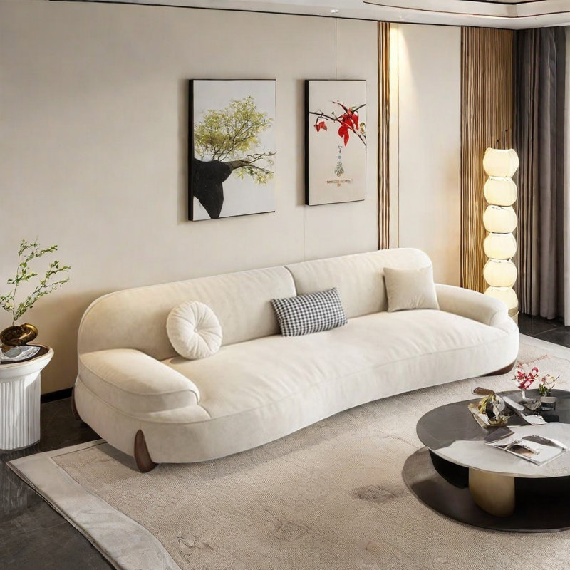 Canapé simple blanc cassé de style crème, H 31,5 po x l 70,87 po x P 42,13 po, 2