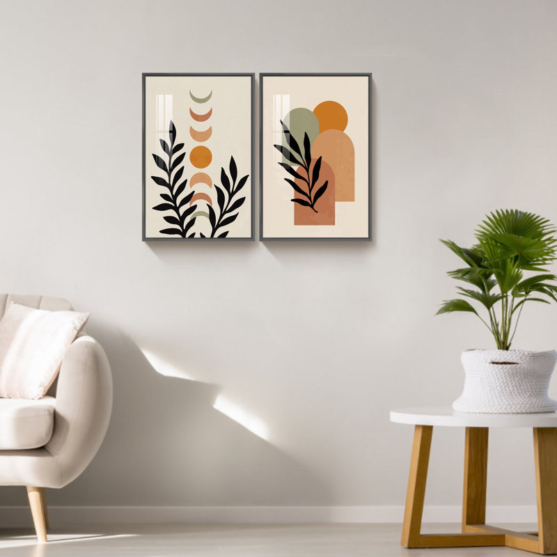 Boho Artwork, 2 pièces, Noir, H 16 po x l 24 po x P 1 po