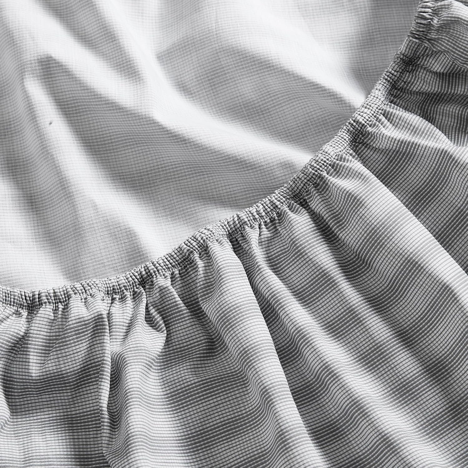 MAGBIX Queen Sheets, Cotton Percale Preppy Bedding Set, Crisp & Cool ...