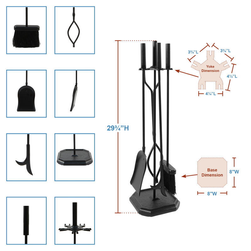 Ensemble d'outils de foyer en fer 4 pièces Fatema II