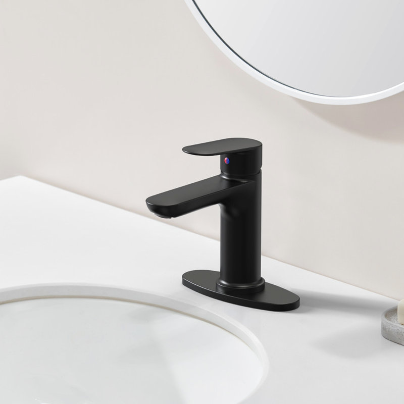 Robinet de salle de bain noir mat avec plateforme - 1 trou, Noir mat