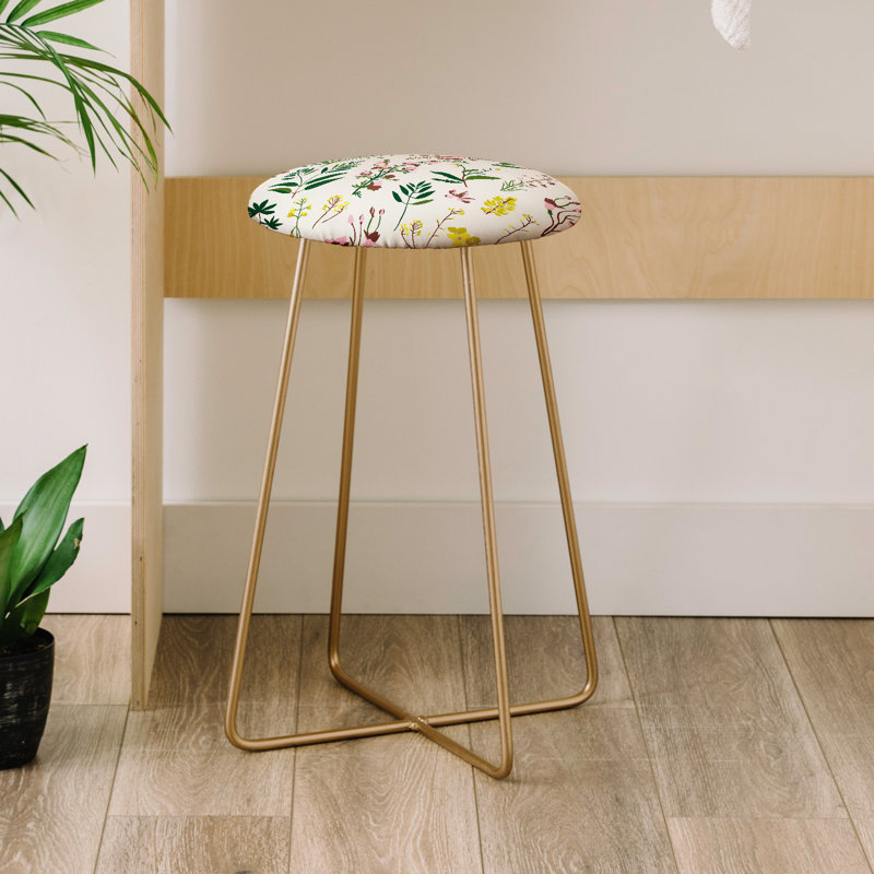 Upholstered Faux Leather Counter Stool