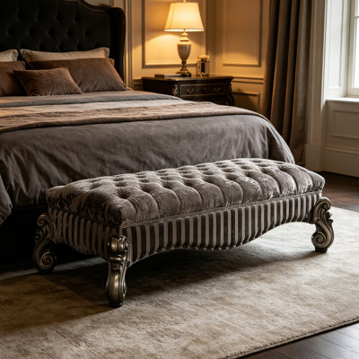 Banc capitonné en tissu