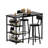 3-Piece Counter Height Bar Table Set With 3-Tier Open Storage Shelves, Modern Pub Dining Table Set With 2 Upholstered Bar Stools With Backrest & Footrest, Compact Kitchen Island Table Set For Small Spaces-411468216-411468217