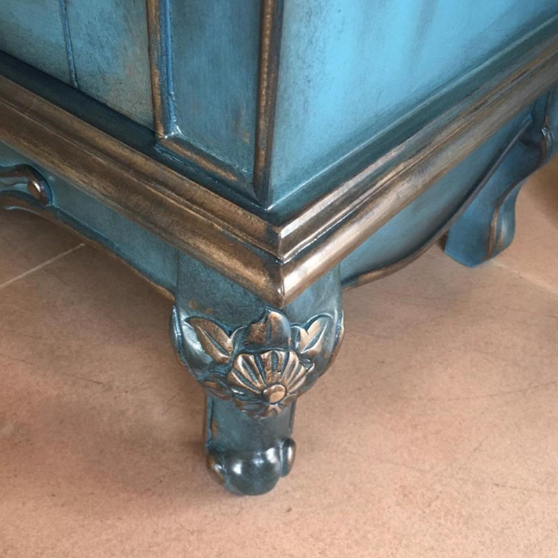 Banc de rangement bleu en bois manufacturé, H 43,7 po x l 49,61 po x P 15,75 po