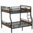Full Xl Over Queen Bunk Bed, Rustic Accent, Metal, Black Bed Queen, Functional And Attractive, Metal