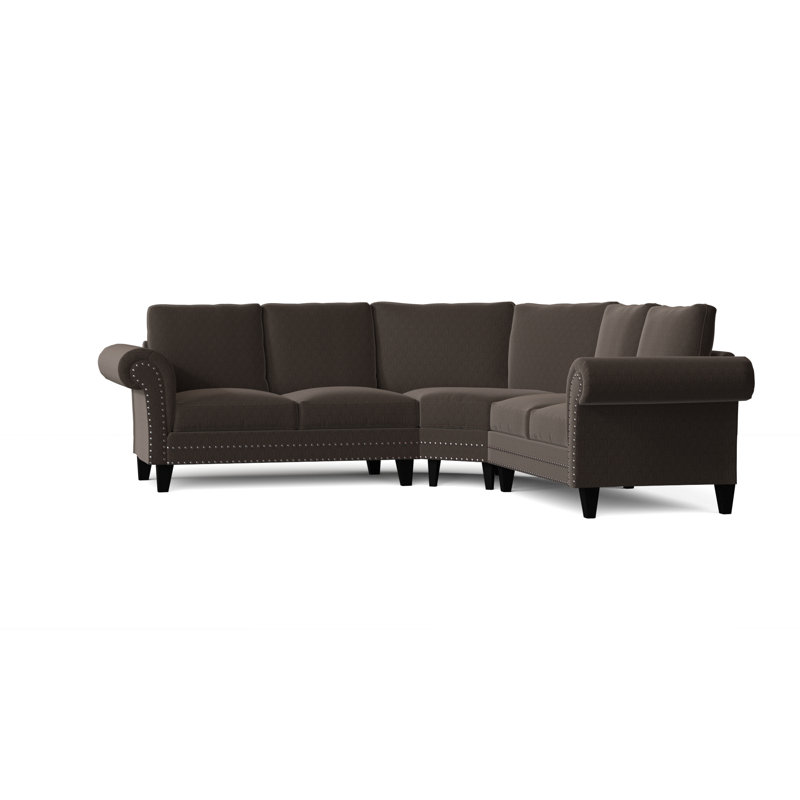 Canapé modulaire de coin symétrique 110 po Jenny, Naturel, Graphite Key, Noyer
