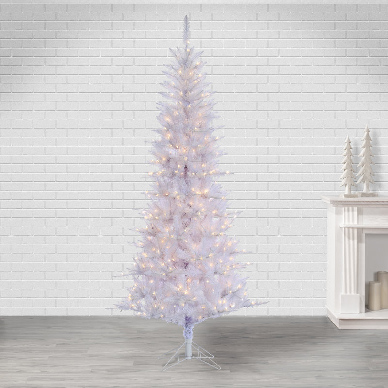 Tinsel 7.5' Lighted Artificial Christmas Tree, White/Clear