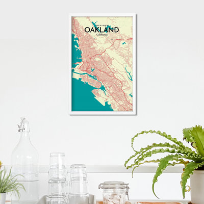 « oakland city map », reproduction d’impression sur affiche en tricolore