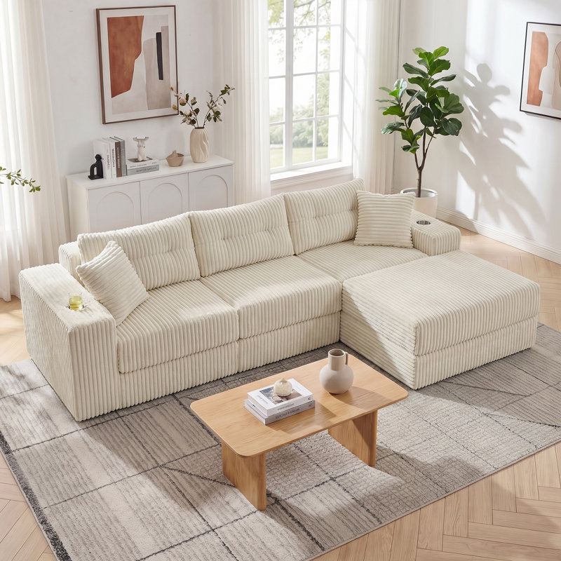 4 Seater Velvet Sofa, Cream