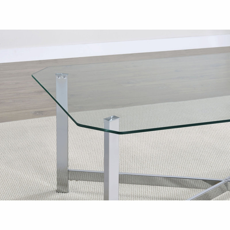 Chrome 2-piece Coffee Table Set, 18.25" H x 48" W x 26" D