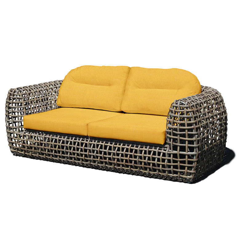 Dynasty Outdoor - Seat Patio Sofa, Kubu Mushroom, Canvas Brick Sunbrella® Canvas