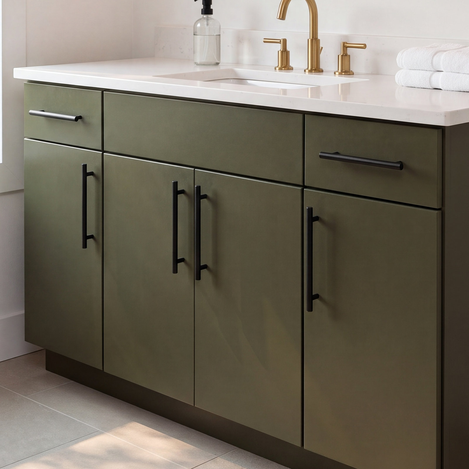 Bar Cabinet Pull, Flat Black, 8"