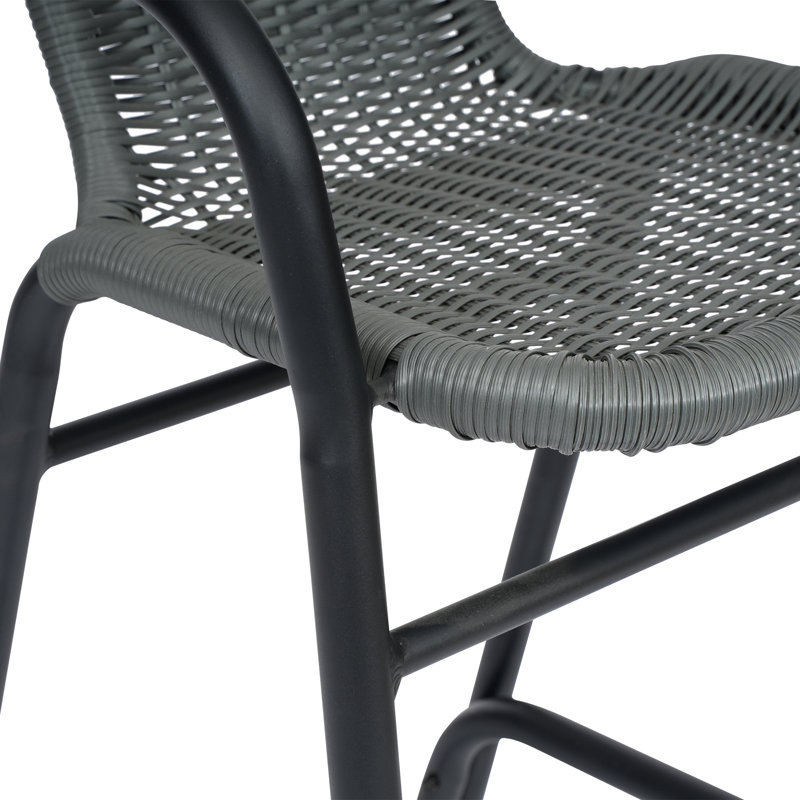 Gray Rattan and Aluminum Indoor-Outdoor Barstools Set of 4