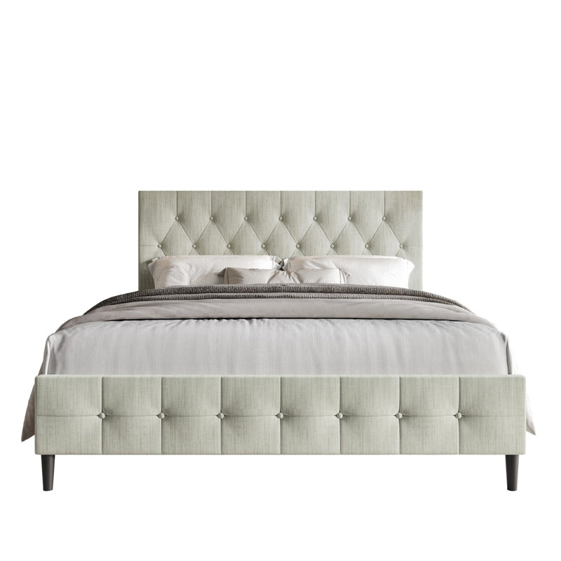Medardus Upholstered Platform Bed, Light Gray, Full