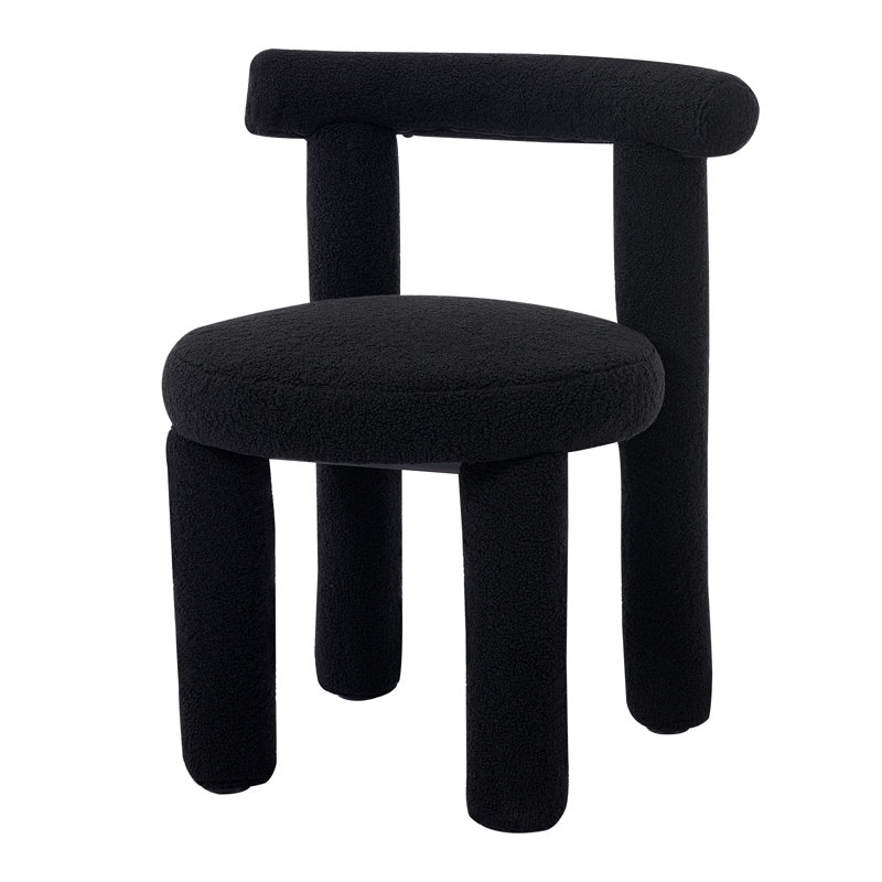 Modern Sherpa Dining Chairs With Curved Back, Armless Accent Side Chair For Dining Room/Living Room