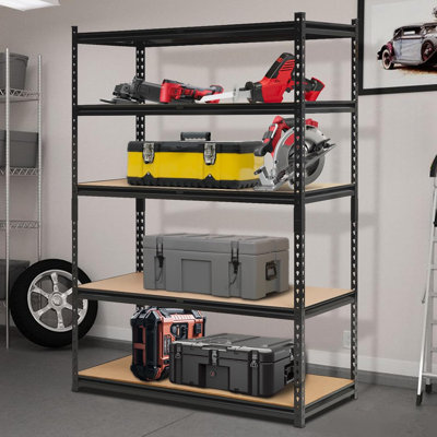 Heavy Duty 5-Tier Garage Shelving Unit, Adjustable Metal Storage Rack, Industrial Utility Shelves for Garage, Workshop, Basement, and Utility Room