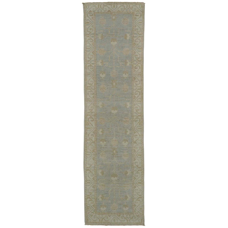 Tapis bleu / brun noué à la main Pomegranate Samarkand