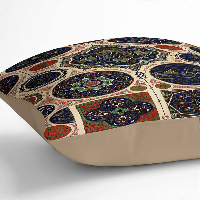Geometric Square Cushion, 40cm H x 40cm W x 15cm D, Stone