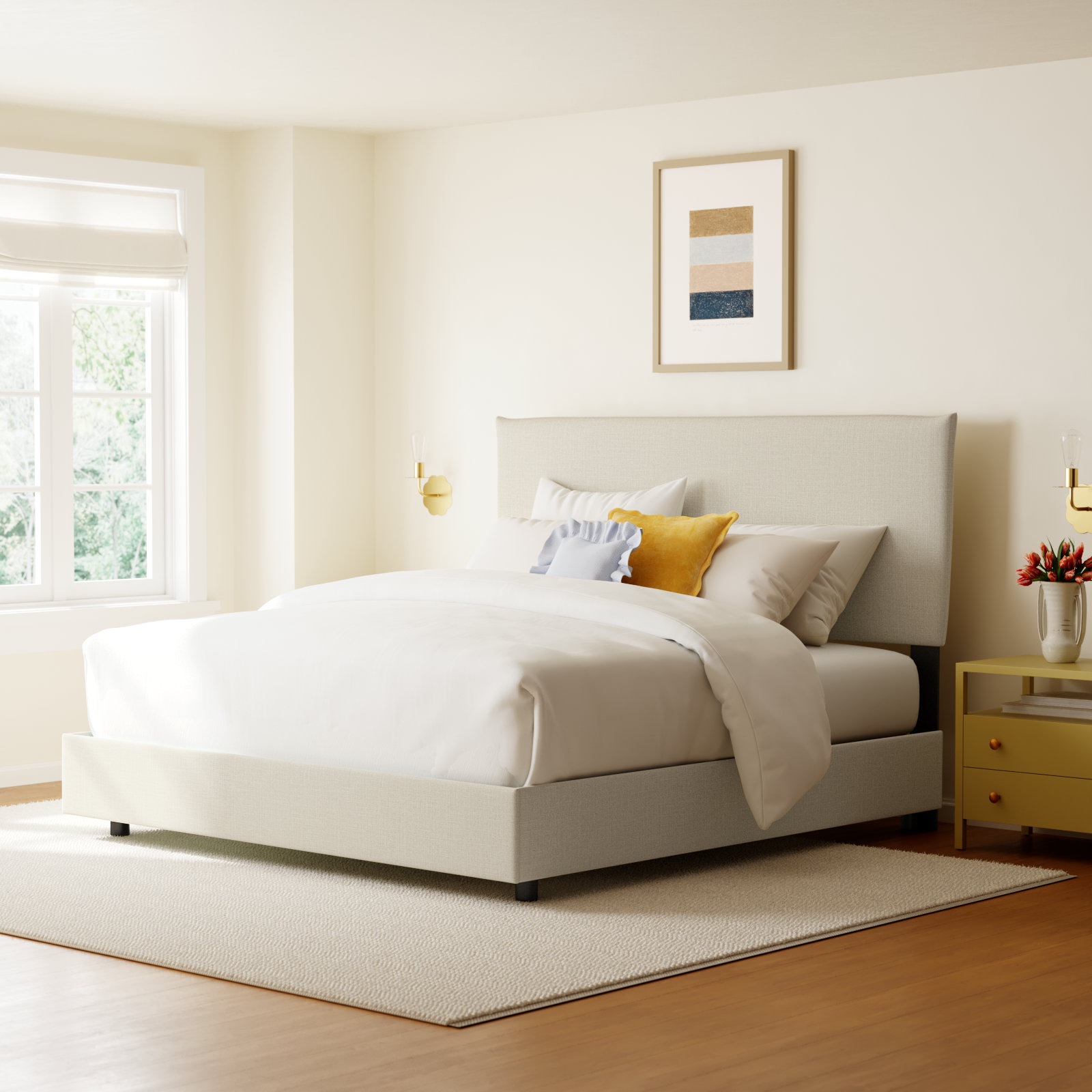 Bessinger Upholstered Bed, King, Classic Talc Linen