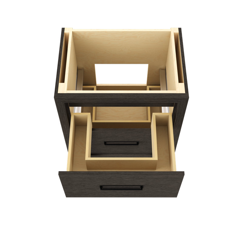Avalon Two-Drawer Single Bath Vanity, Gray Weathered, Matte Black, 30"