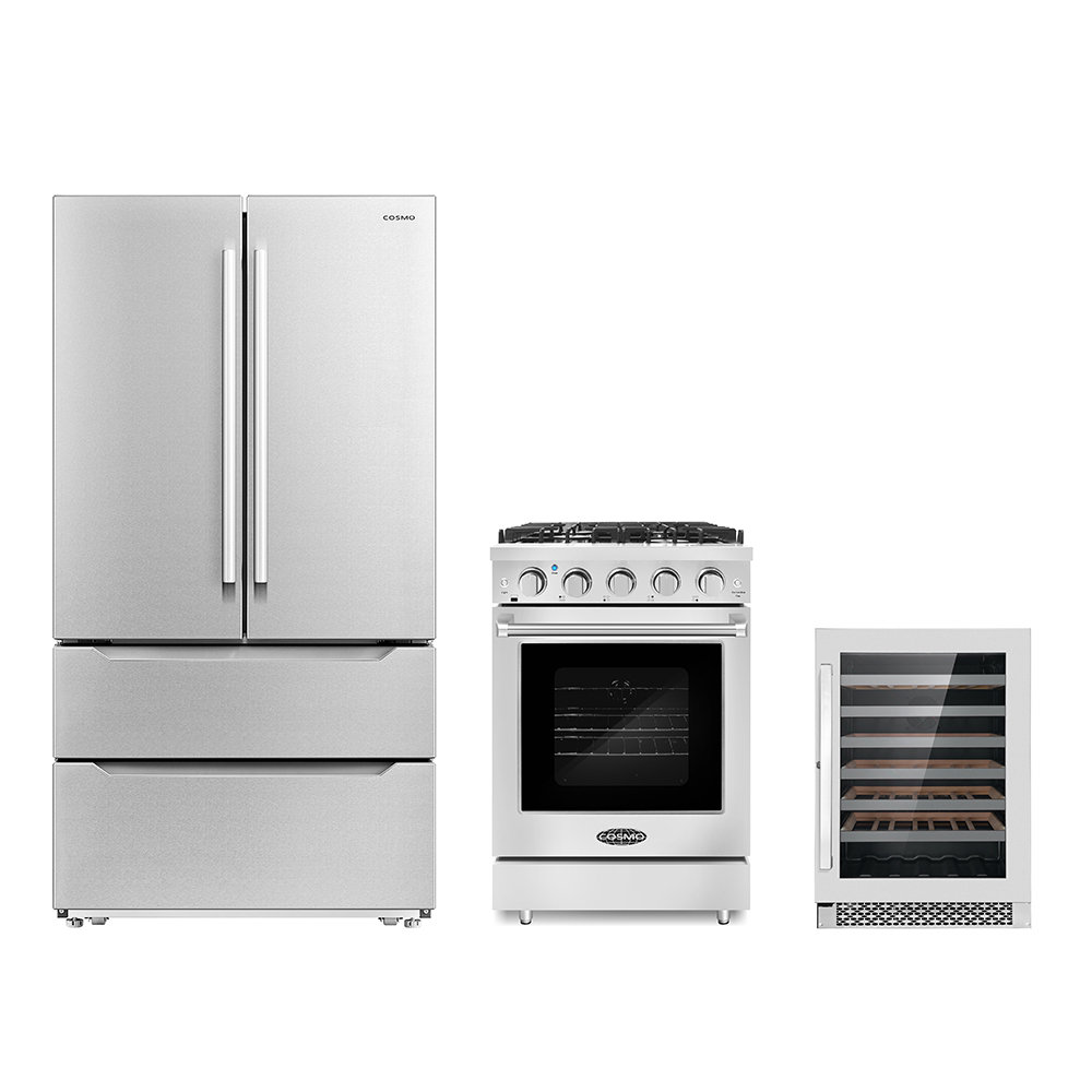 Cosmo Piece Kitchen Appliance Package with French Door Refrigerator , Cosmo