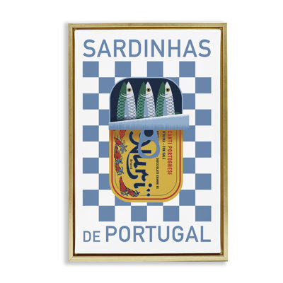Portuguese Sardines Can Framed Floater Canvas by Victoria Barnes