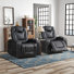 35.04'' Luxury Faux Leather Home Theater Individual Seat Recliner with Cup Holder & Arm Storage & USB