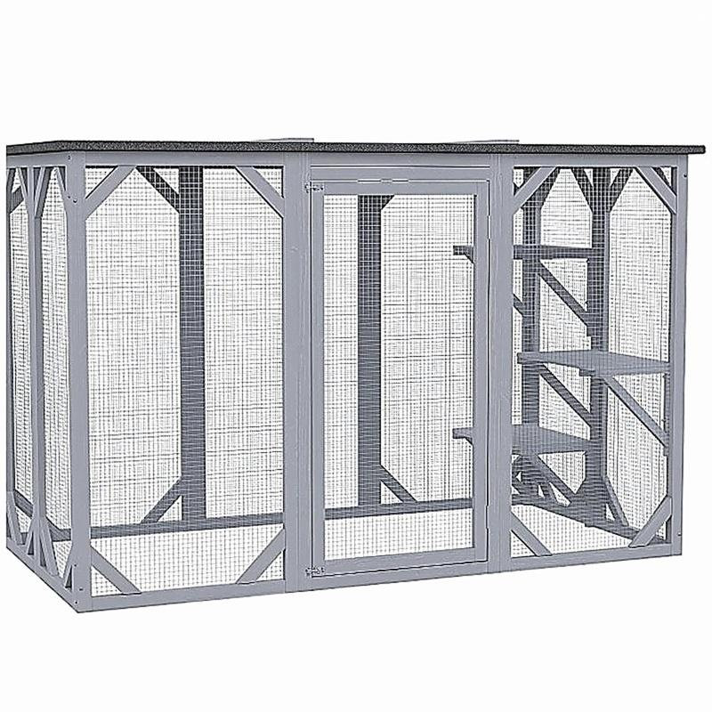 Grande cage d'extérieur en bois pour chat