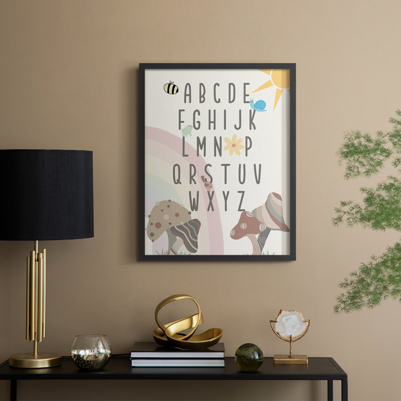 «Garden Magic Alphabet», reproduction encadrée - bois massif, Noir, noir, noir, noir, H 15 po x l 12 po