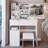 37" Middle Size Left Drawer Desktop Vanity Table + Cushioned Stool, Large Sliding, Touch Control, Tri-Color Switching, Brightness Adjust LED Mirror, High Capacity Storage, Suitable For Large Space-979220878