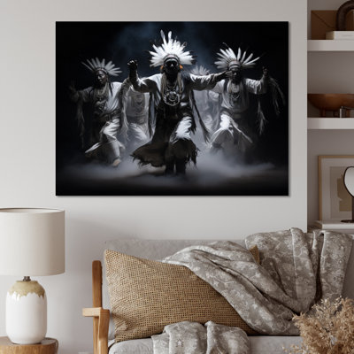 Native Art Dance Of Spirits Framed On Canvas Print