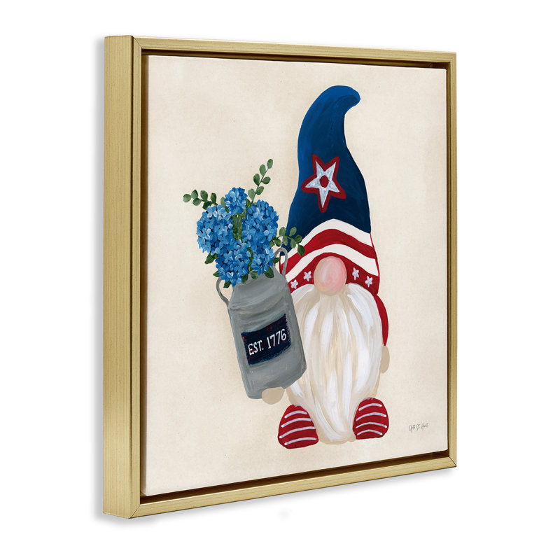  Art mural sur toile Gnome & Americana Bouquet Floater par Yvette St. Amant, H 18 po x l 18 po