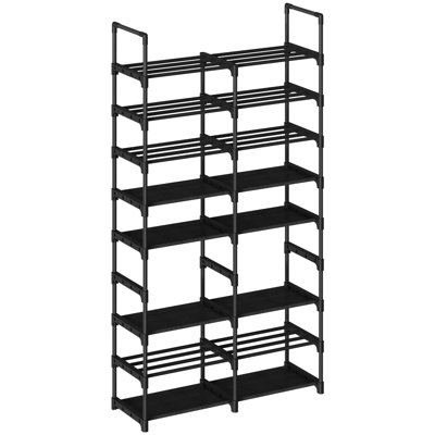 8-Tier Shoe Rack with Sturdy Metal Frame & Removable Fabric Shelves, Adjustable Vertical Shoe Organizer for Closet, Entryway, Bedroom, Living Room, Sp