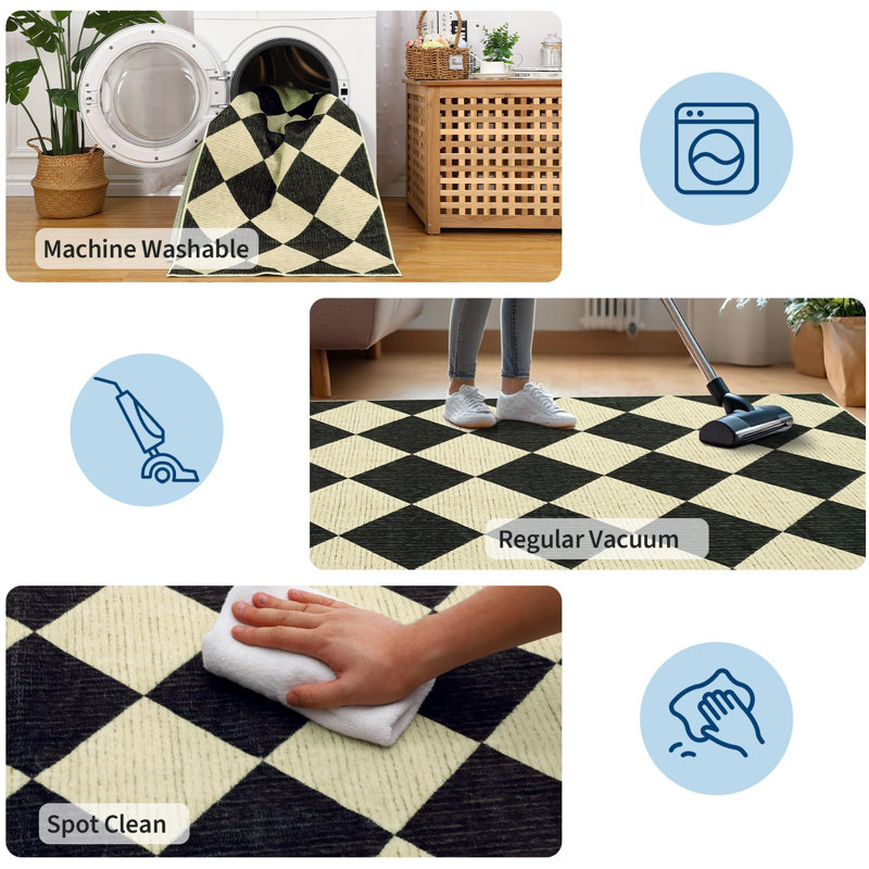 Rectangle Geometric Area Rug, Black coffee, 80*150cm