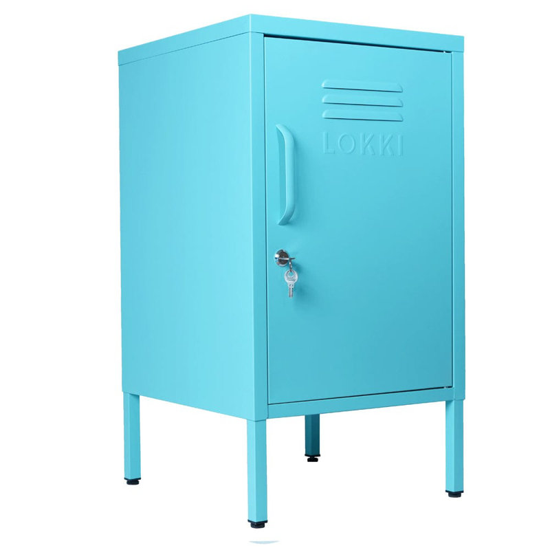 Nilan 38cm W Steel Bedside Table, Turquoise