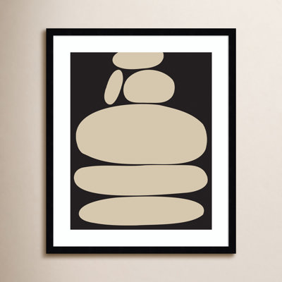 Zen River Rocks Black and Tan Print