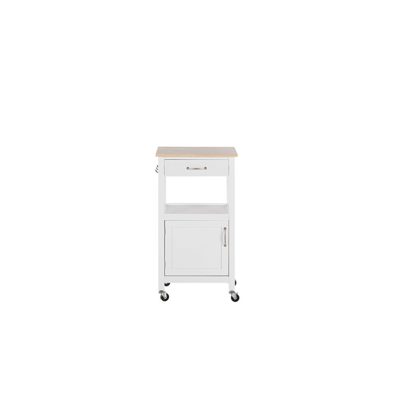 Marlborough Solid Wood Top Kitchen Cart, White